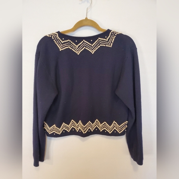 Liz Claiborne Navy Pearl zip up cardigan - Picture 12 of 16